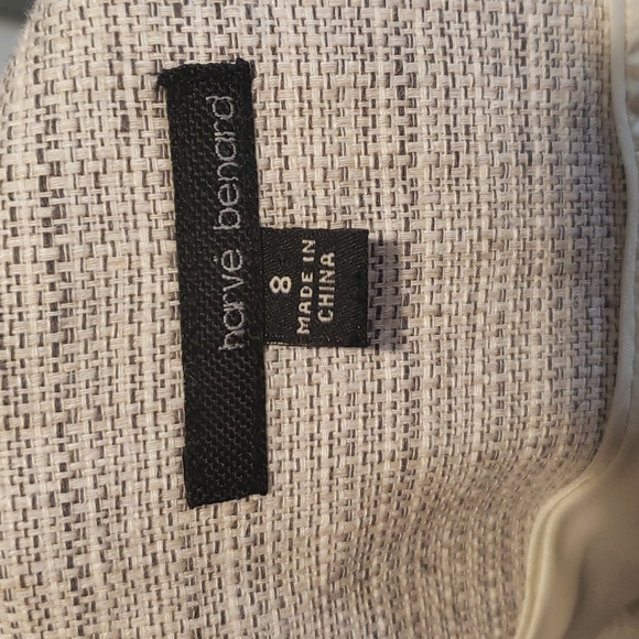 HARVE BENARD Cropped Linen Blazer with Faux Tweed Leather Trim - Picture 7 of 9